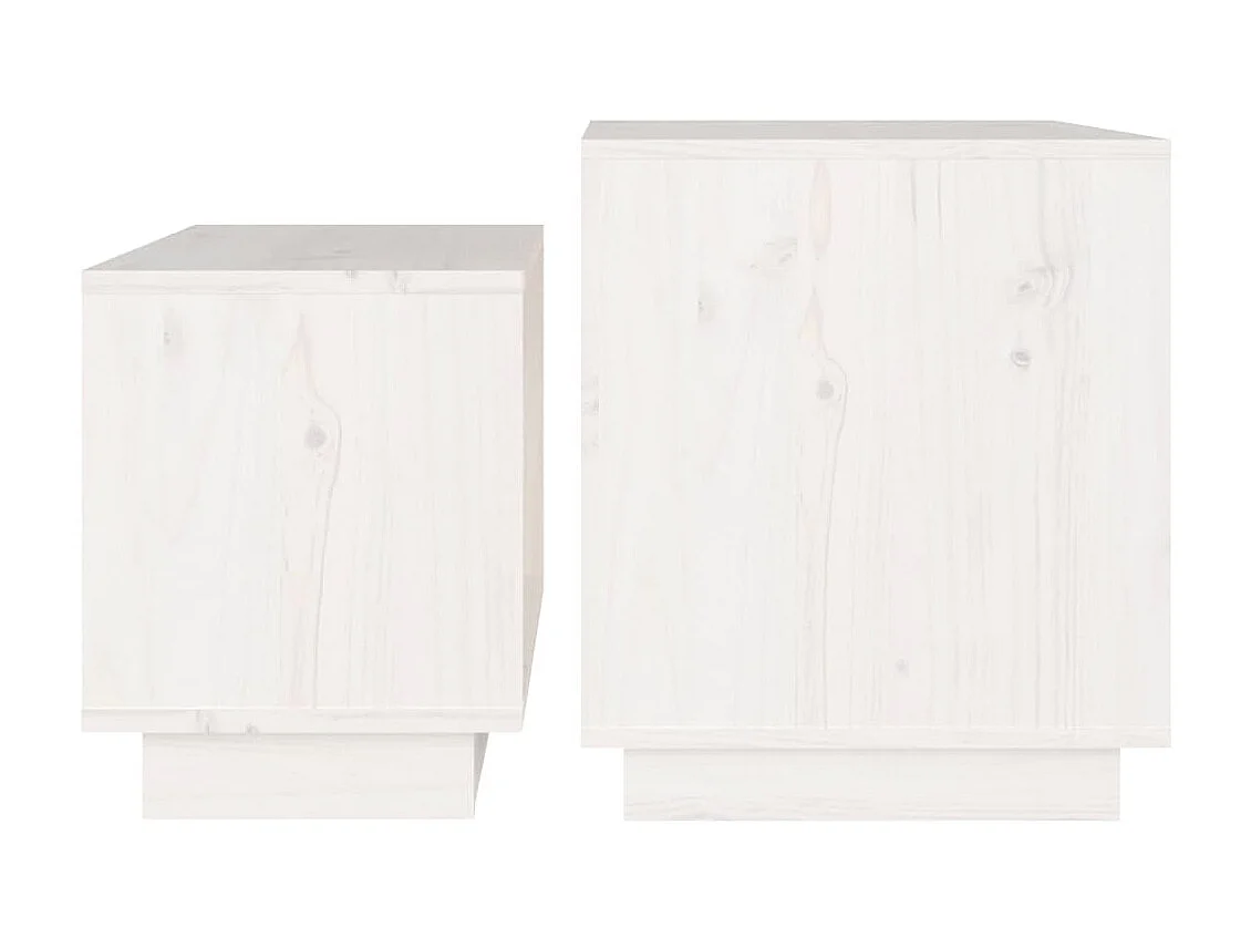 2er-Set Satztische Couchtische Weiß Massivholz Kiefer -MN34368