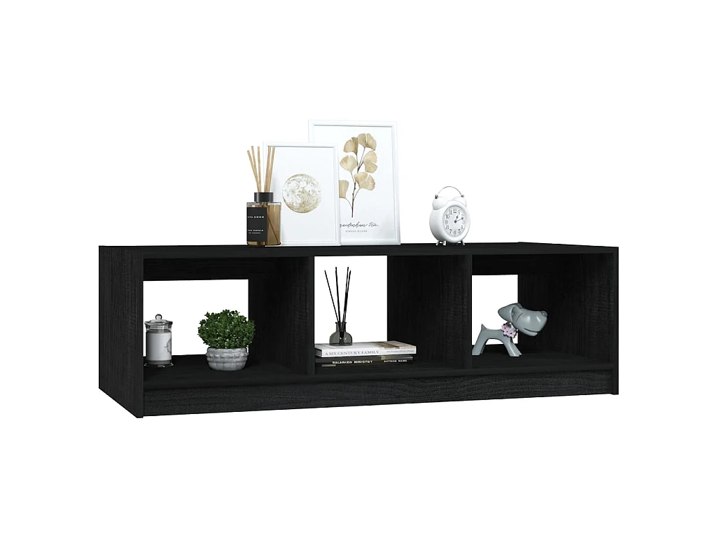 Couchtisch Beistelltisch Schwarz 110x50x34 cm Massivholz Kiefer -MN70608