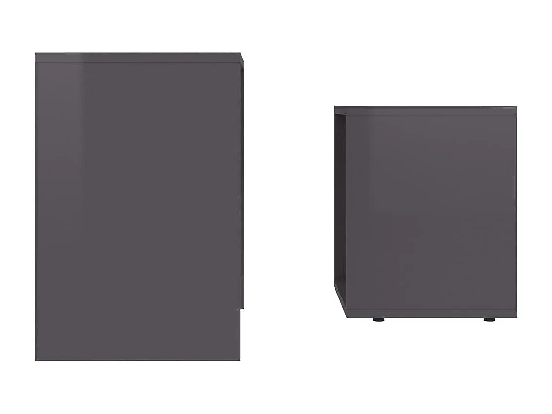 Couchtisch,Beistelltisch-Set Hochglanz-Grau 48x30x45 cm Holzwerkstoff -MN44167