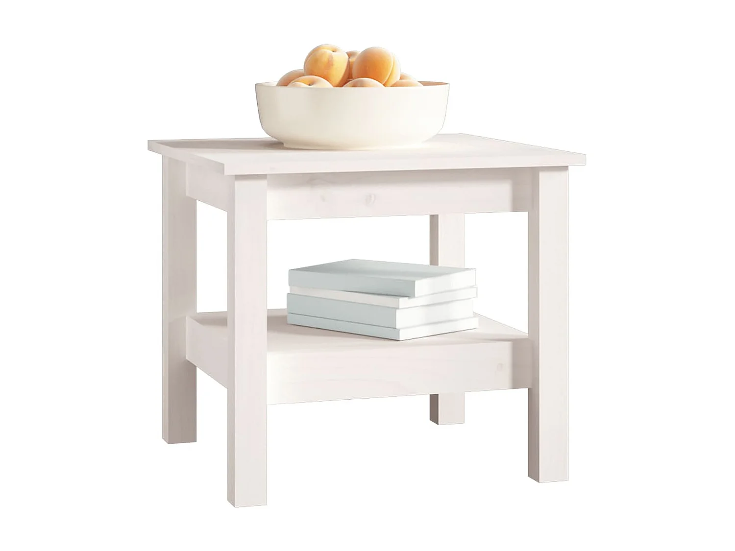 Couchtisch Beistelltisch Weiß 45x45x40 cm Massivholz Kiefer -MN36887