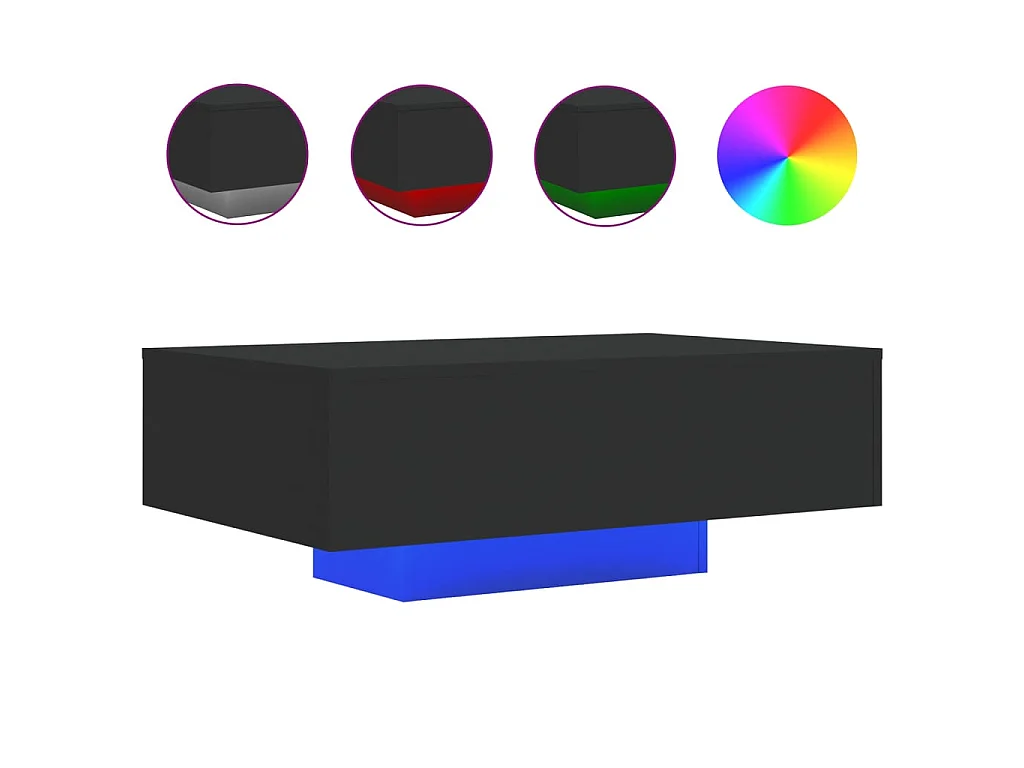 Couchtisch Beistelltisch mit LED-Leuchten Schwarz 85x55x31 cm -MN91607