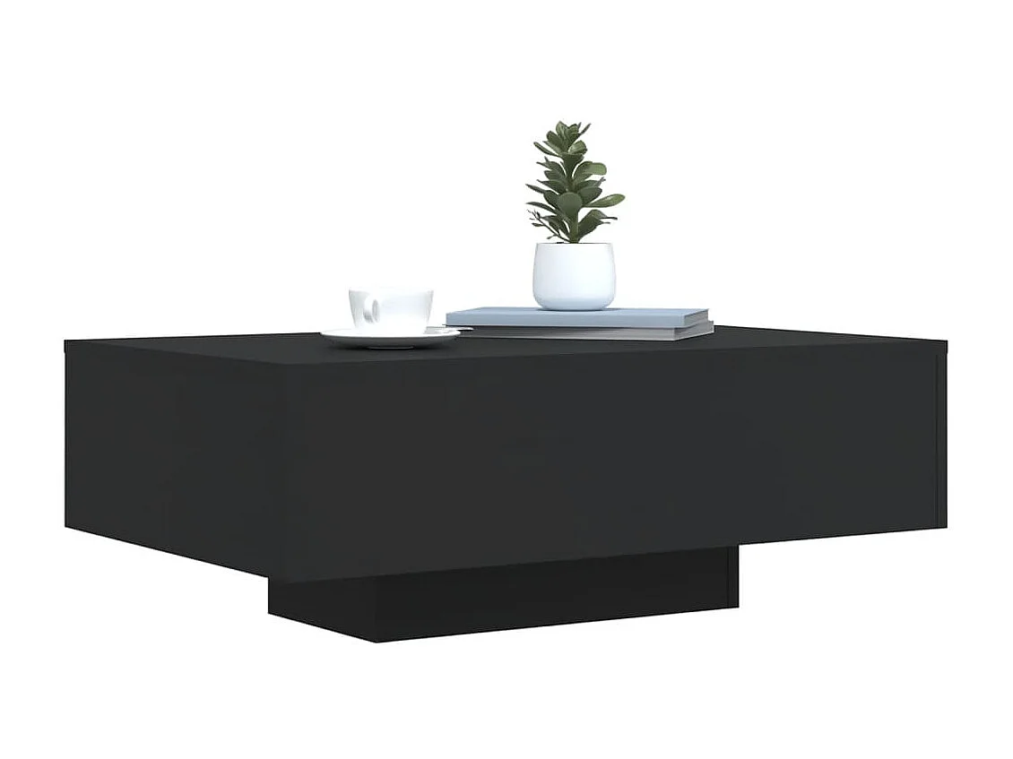 Couchtisch Beistelltisch mit LED-Leuchten Schwarz 85x55x31 cm -MN91607