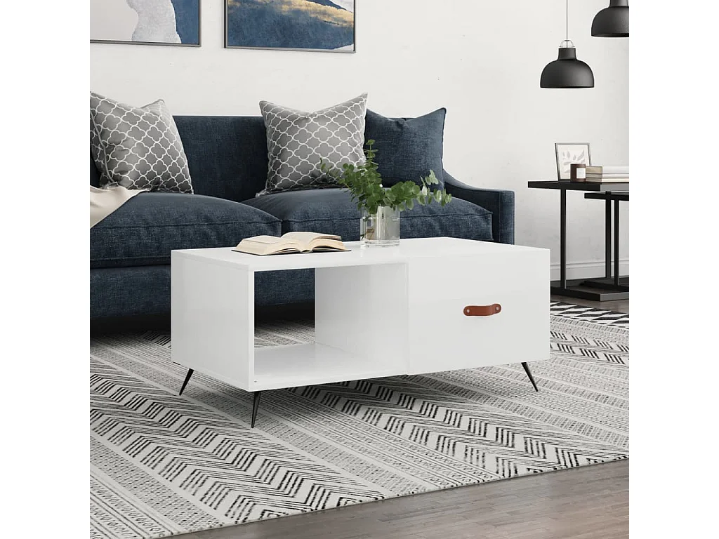 Couchtisch Beistelltisch Hochglanz-Weiß 90x50x40 cm Holzwerkstoff -MN55152