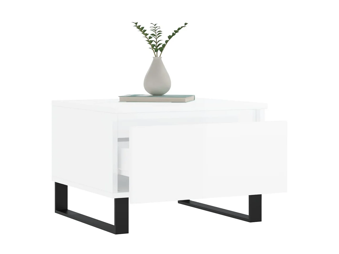 2er-Set Couchtische Beistelltisch Hochglanz-Weiß 50x46x35 cm Holzwerkstoff -MN68187