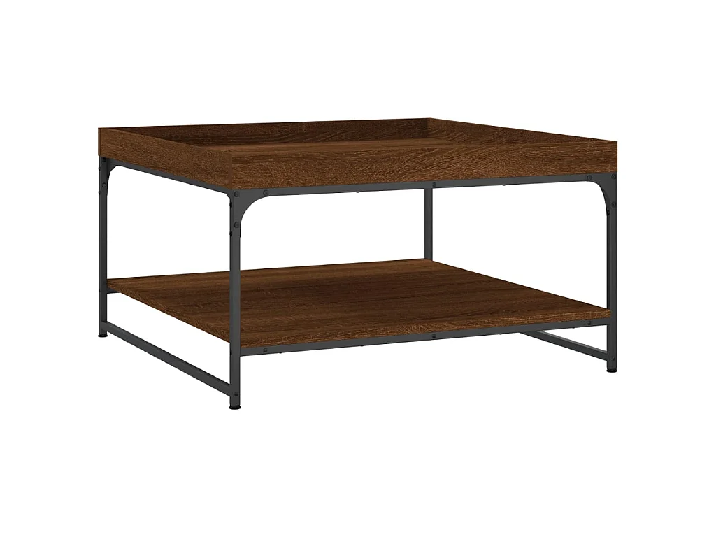 Couchtisch Braun Beistelltisch Eichen-Optik 80x80x45 cm Holzwerkstoff Eisen -MN77649