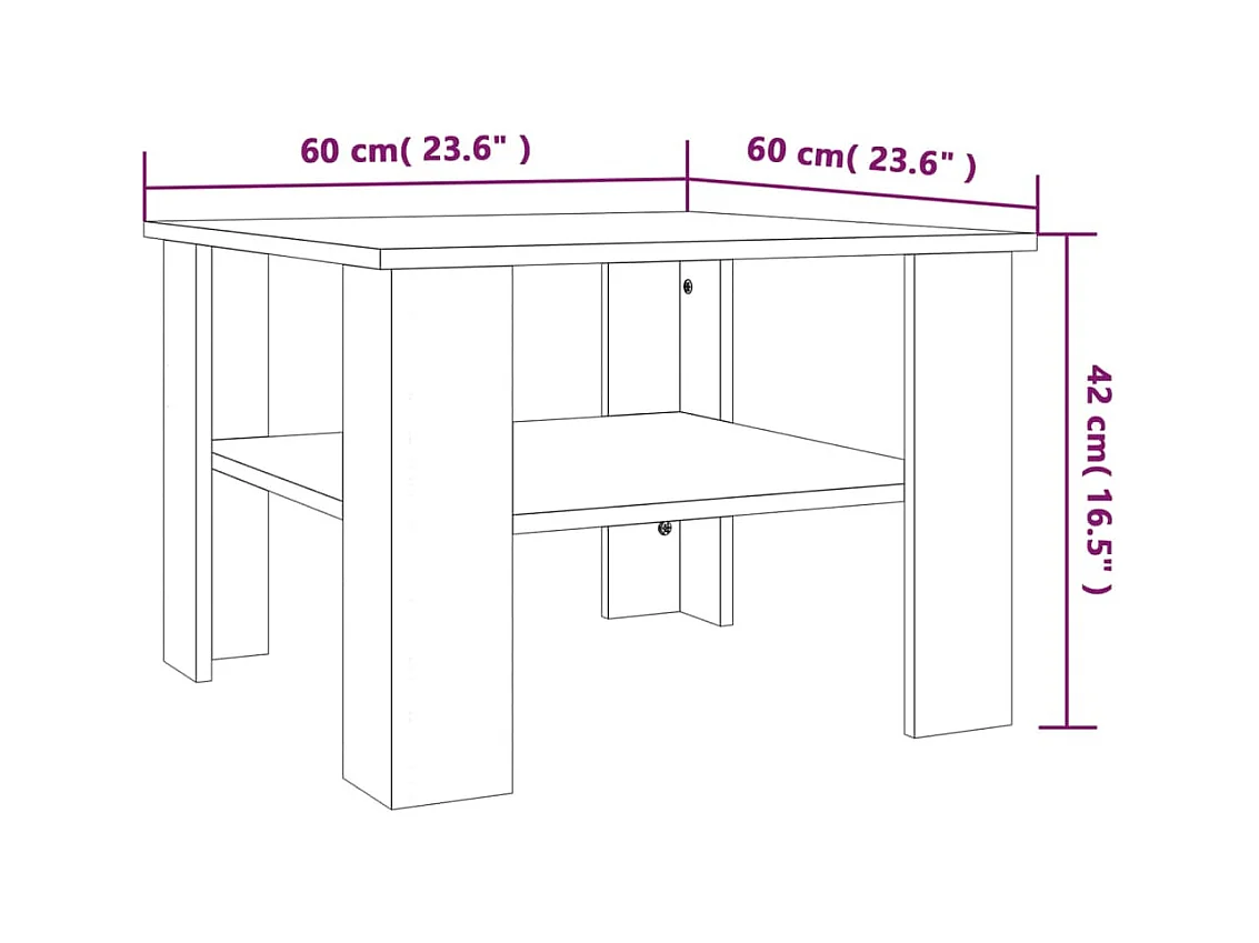 Couchtisch Beistelltisch Räuchereiche 60x60x42 cm Holzwerkstoff -MN63961