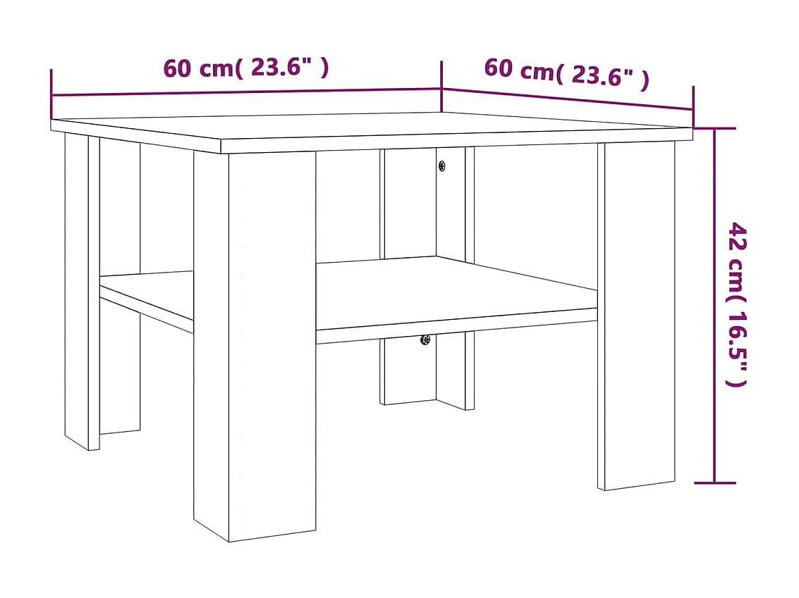 Couchtisch Beistelltisch Räuchereiche 60x60x42 cm Holzwerkstoff -MN63961