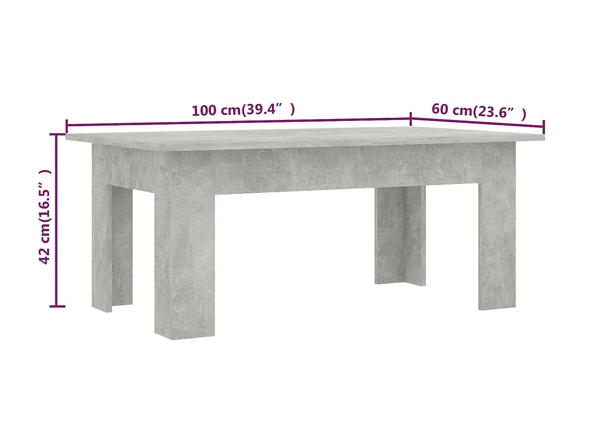 Couchtisch Beistelltisch Betongrau 100x60x42 cm Holzwerkstoff -MN53049