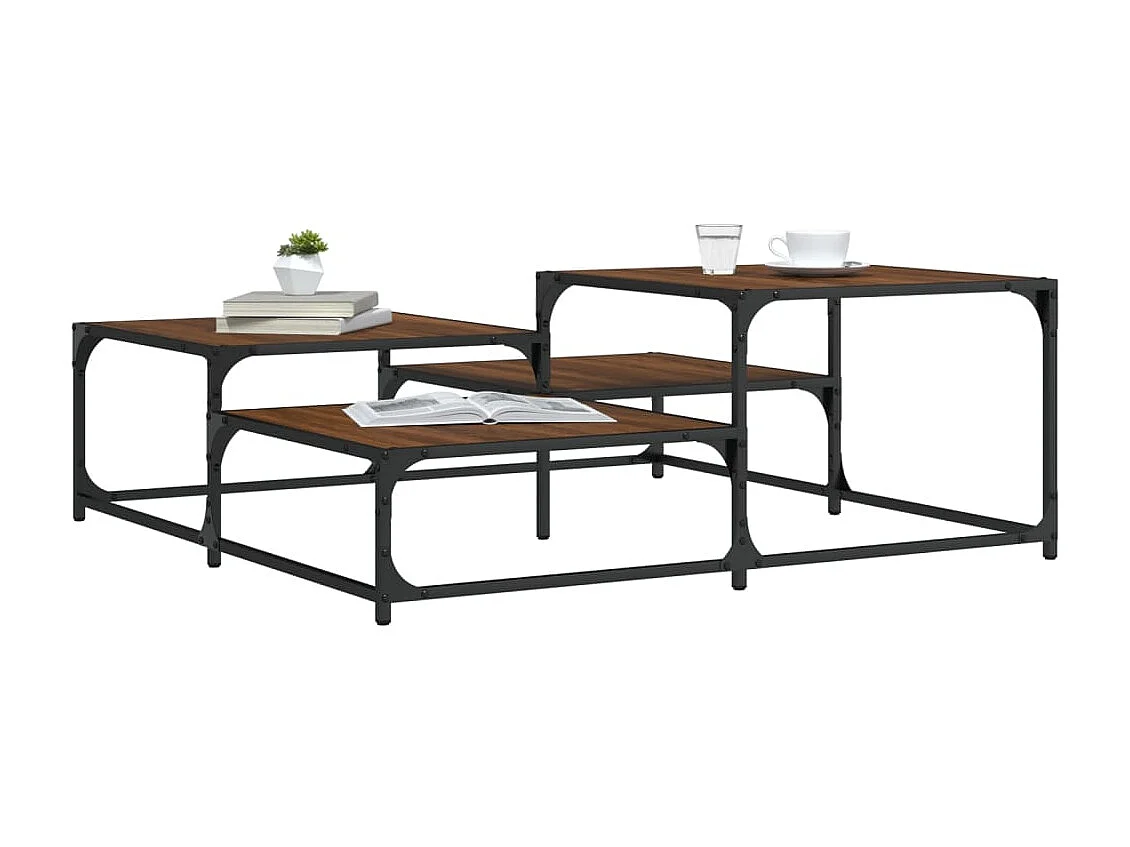 Couchtisch Braun Beistelltisch Eichen-Optik 107x107x40 cm Holzwerkstoff -MN45216