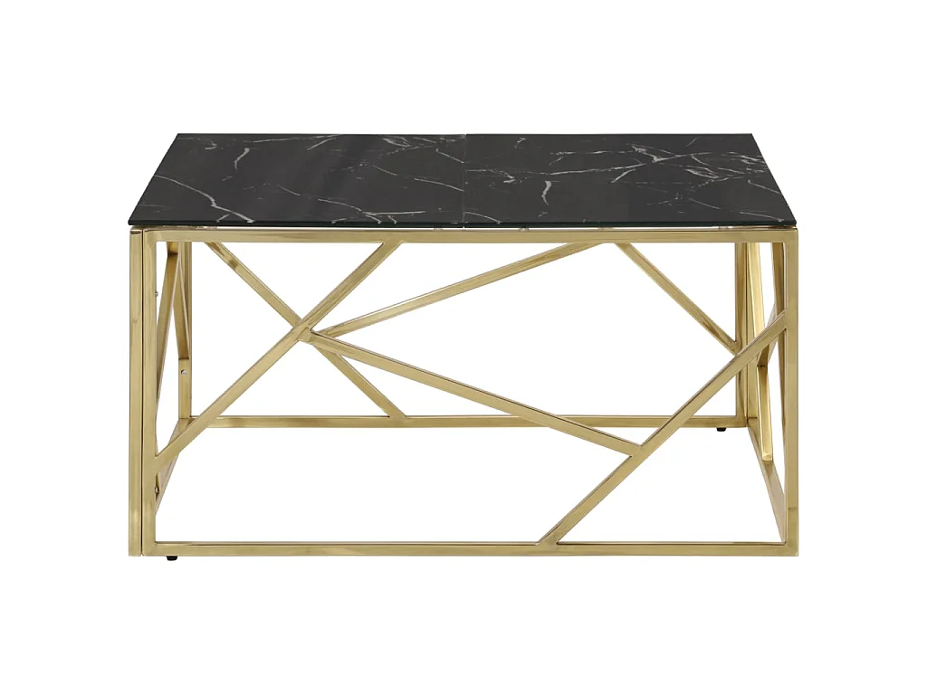 Couchtisch Beistelltisch Golden Edelstahl und Hartglas -MN96215