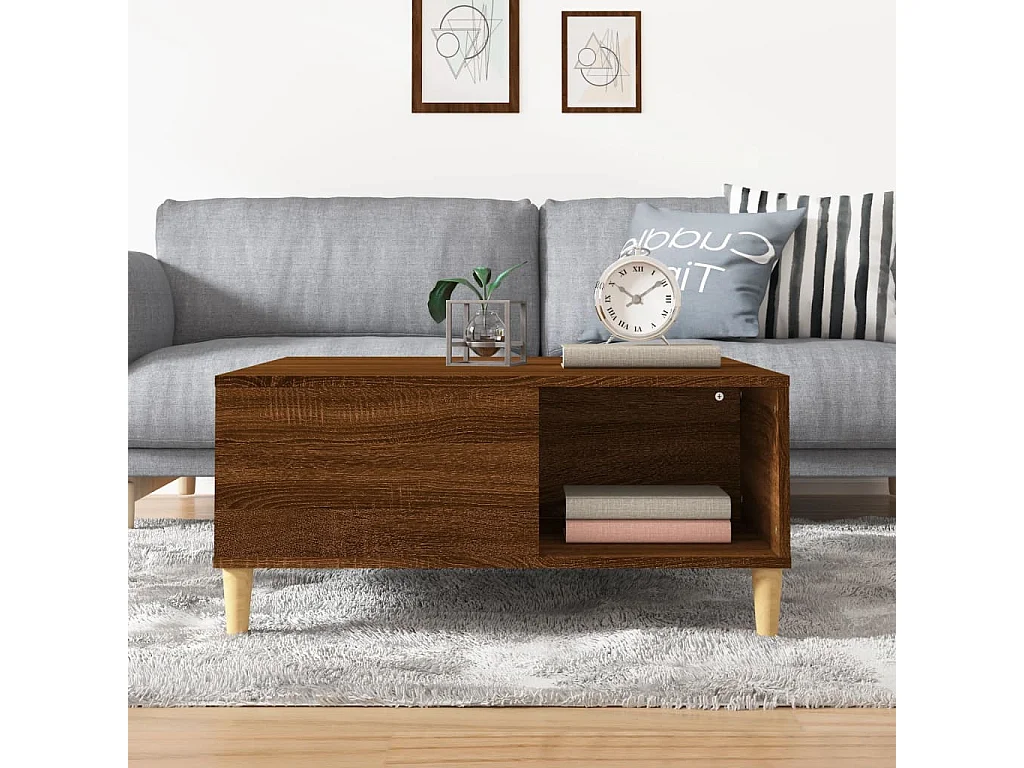 Couchtisch Braun Beistelltisch Eichen-Optik 80x80x36,5 cm Holzwerkstoff -MN63580