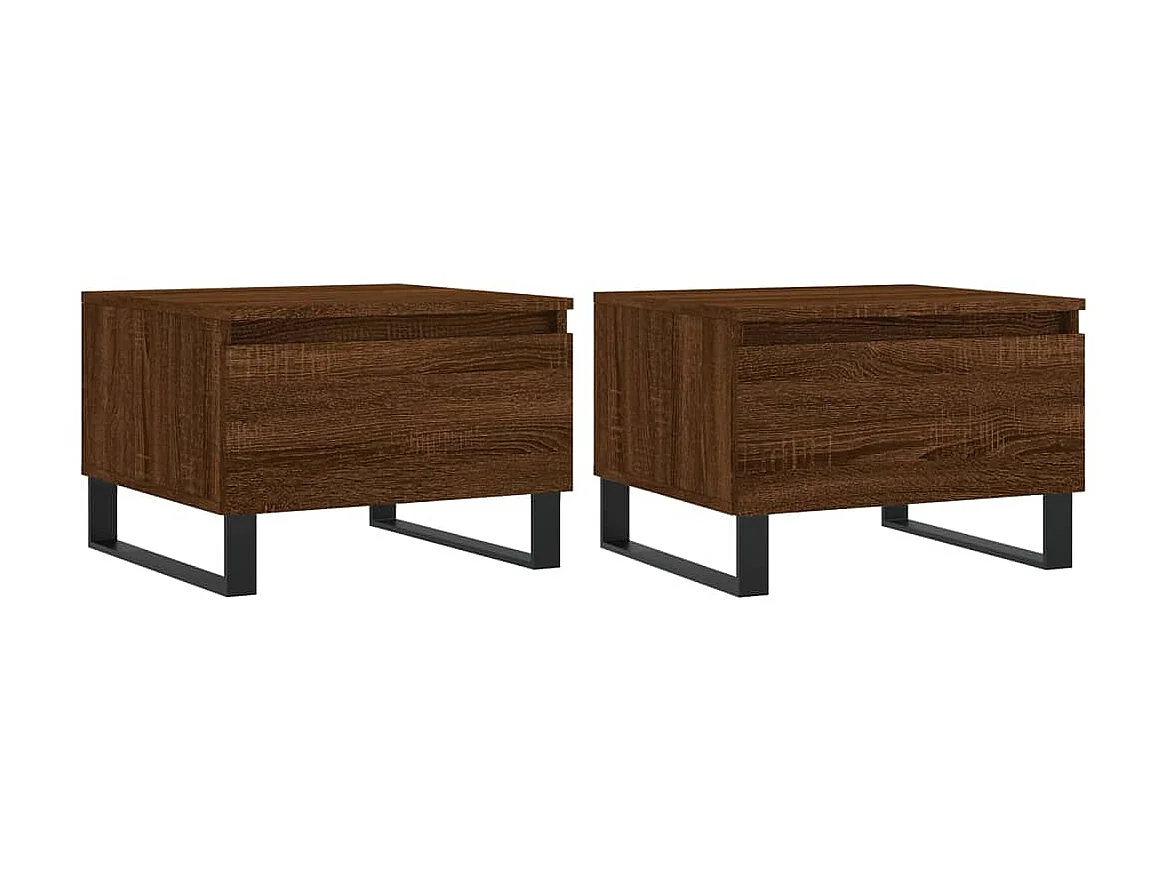 2er-Set Couchtische Beistelltisch Braun Eichen-Optik 50x46x35 cm Holzwerkstoff -MN40574