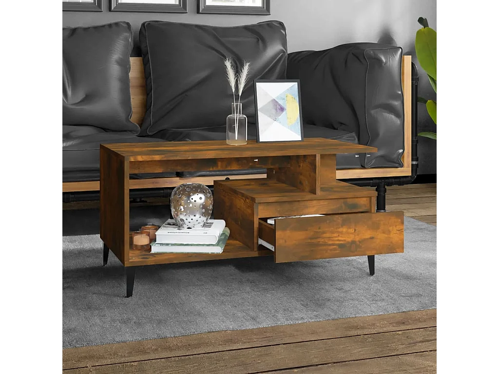 Couchtisch Beistelltisch Räuchereiche 90x49x45 cm Holzwerkstoff -MN79854