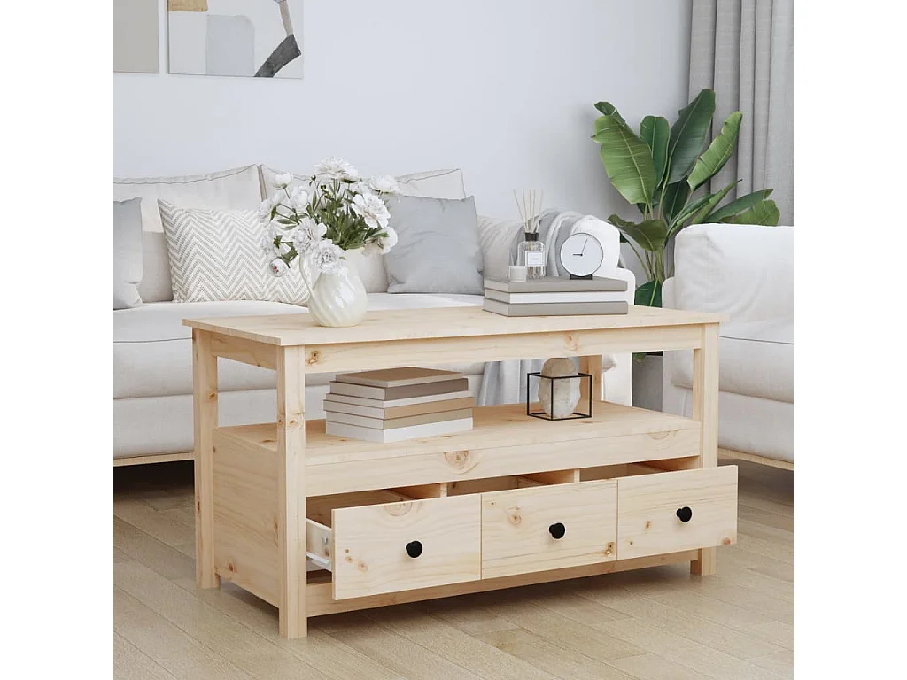 Couchtisch Beistelltisch 102x49x55 cm Massivholz Kiefer -MN91731