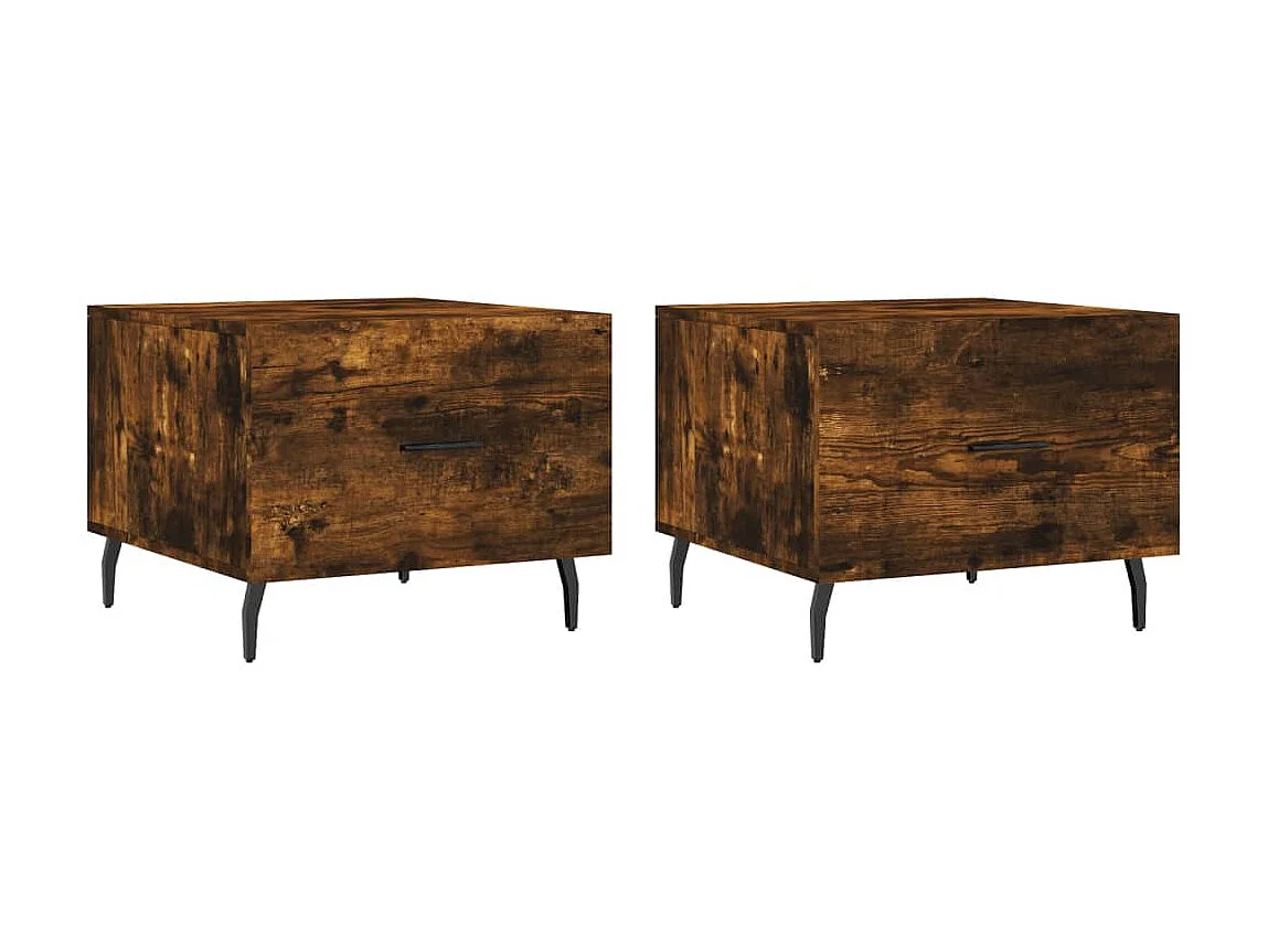 2er-Set Couchtische Beistelltisch Räuchereiche 50x50x40 cm Holzwerkstoff -MN49388