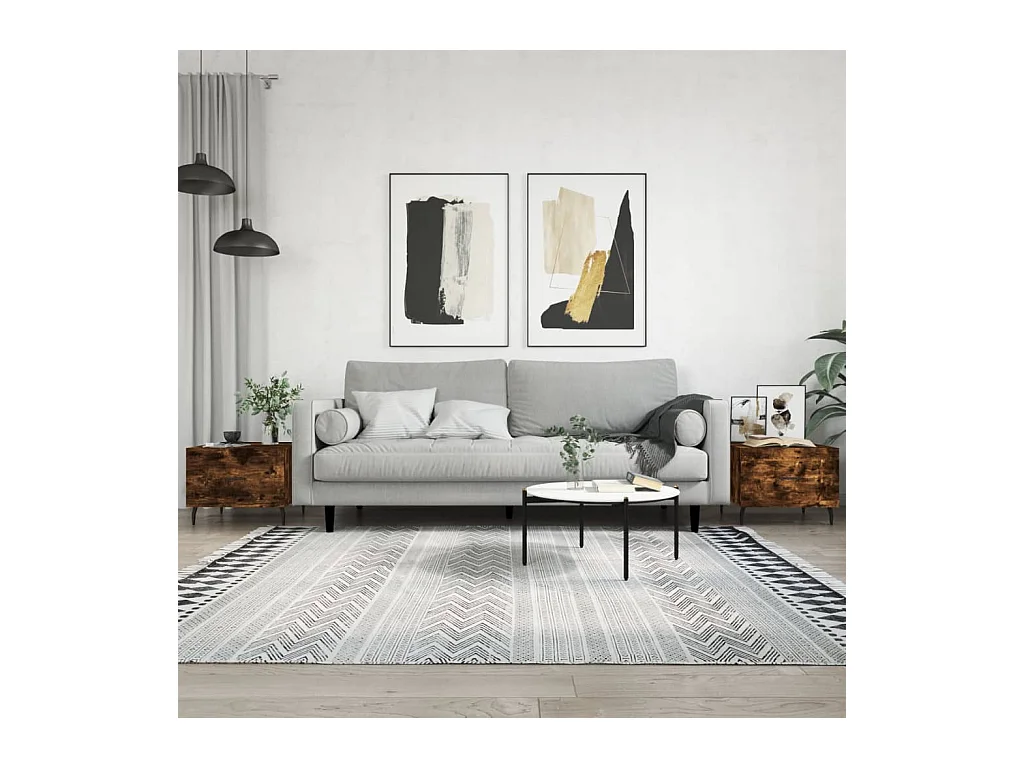 2er-Set Couchtische Beistelltisch Räuchereiche 50x50x40 cm Holzwerkstoff -MN49388