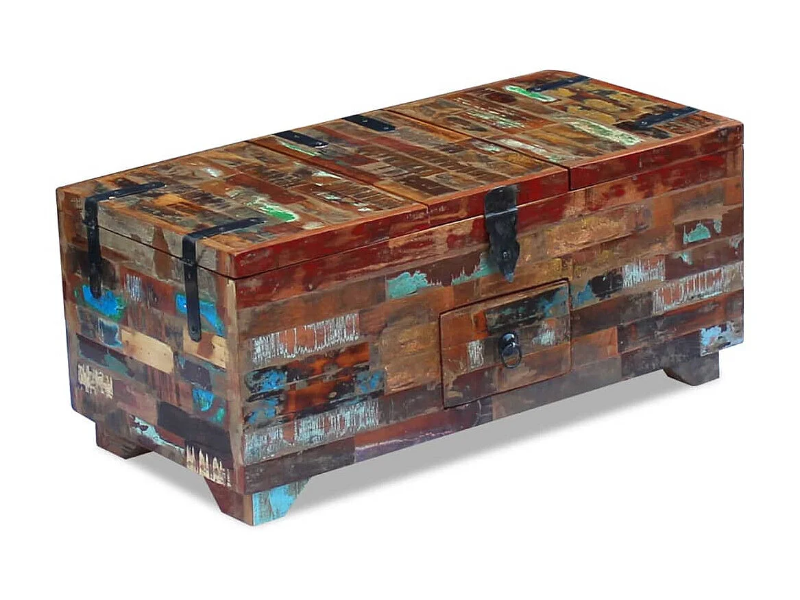 Couchtisch Beistelltisch Truhe Altholz 80x40x35 cm -MN26520