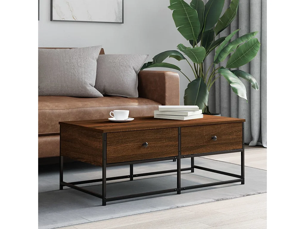 Couchtisch Braun Beistelltisch Eichen-Optik 100x51x40 cm Holzwerkstoff -MN11393