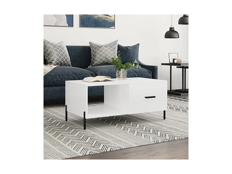 Couchtisch Beistelltisch Hochglanz-Weiß 90x50x40 cm Holzwerkstoff -MN81734