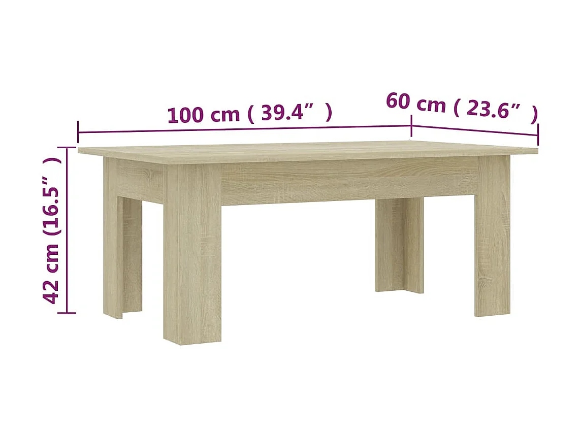 Couchtisch Beistelltisch Sonoma-Eiche 100x60x42 cm Holzwerkstoff -MN73266