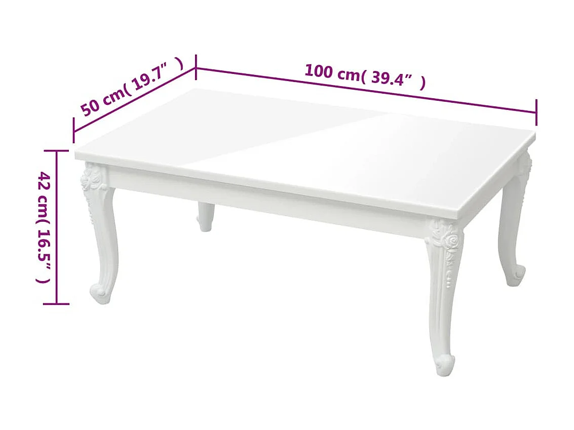 Couchtisch Beistelltisch Hochglanz-Weiß 100x50x42 cm Holzwerkstoff -MN88404