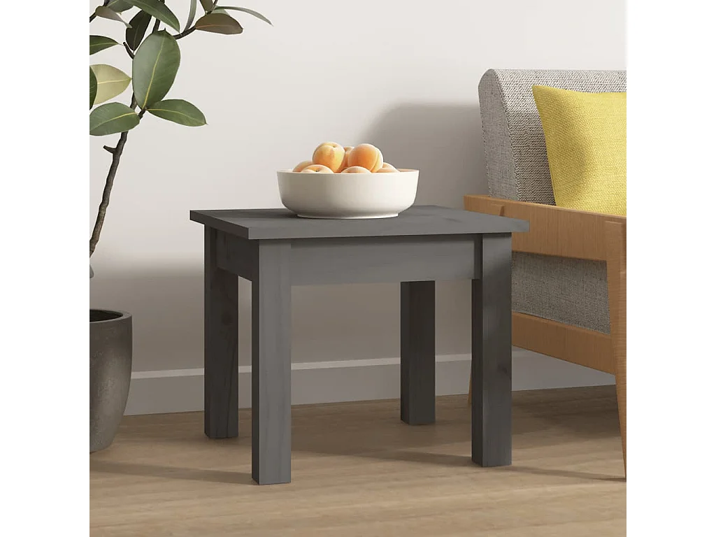 Couchtisch Beistelltisch Grau 35x35x30 cm Massivholz Kiefer -MN70763