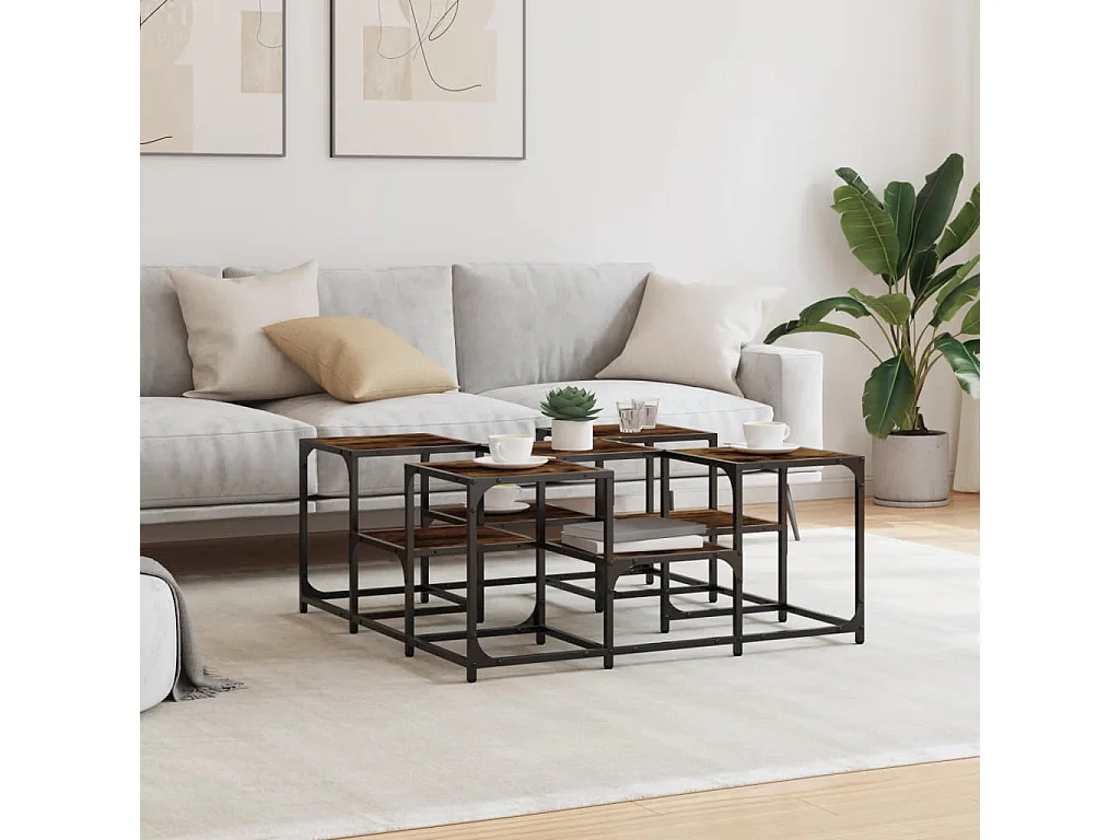 Couchtisch Beistelltisch Räuchereiche 91x91x40 cm Holzwerkstoff -MN41621