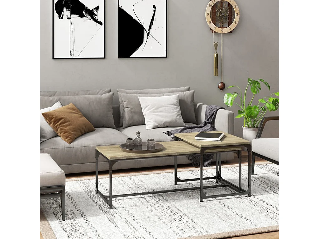 2er-Set Couchtische Beistelltisch Sonoma-Eiche Holzwerkstoff -MN30095