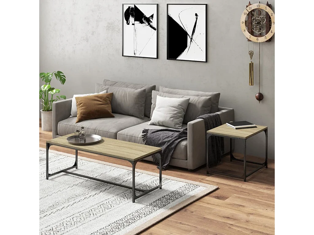 2er-Set Couchtische Beistelltisch Sonoma-Eiche Holzwerkstoff -MN30095