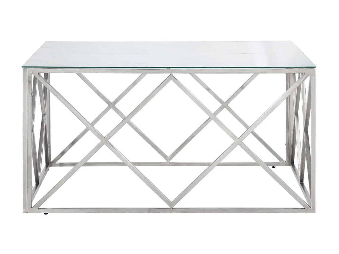 Couchtisch Beistelltisch Silbern Edelstahl und Hartglas -MN84225