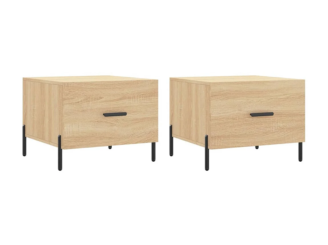 2er-Set Couchtische Beistelltisch Sonoma-Eiche 50x50x40 cm Holzwerkstoff -MN79199