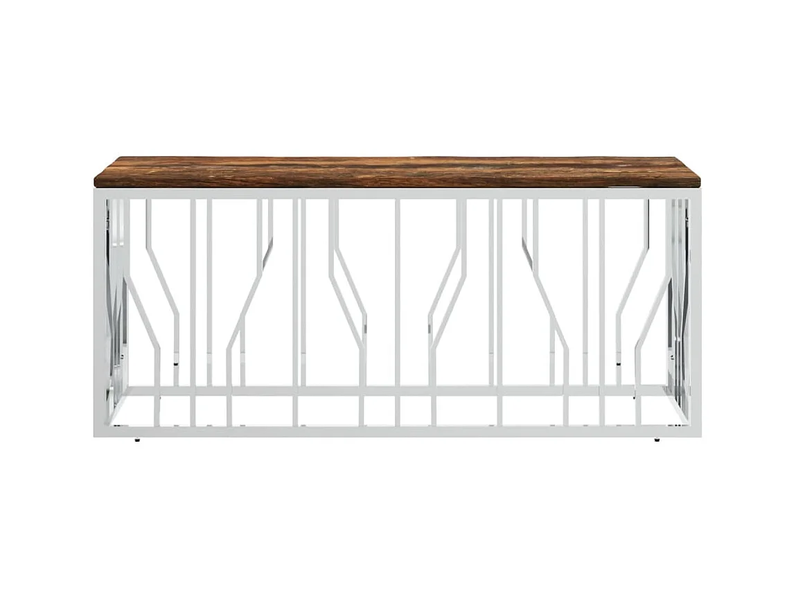 Couchtisch Beistelltisch Edelstahl und Massives Altholz -MN26174