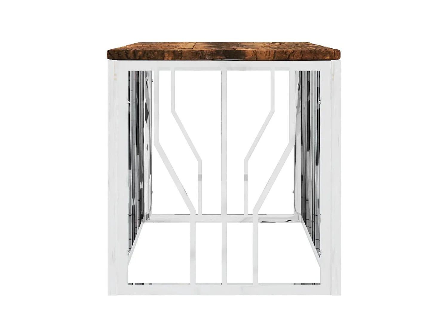 Couchtisch Beistelltisch Edelstahl und Massives Altholz -MN26174