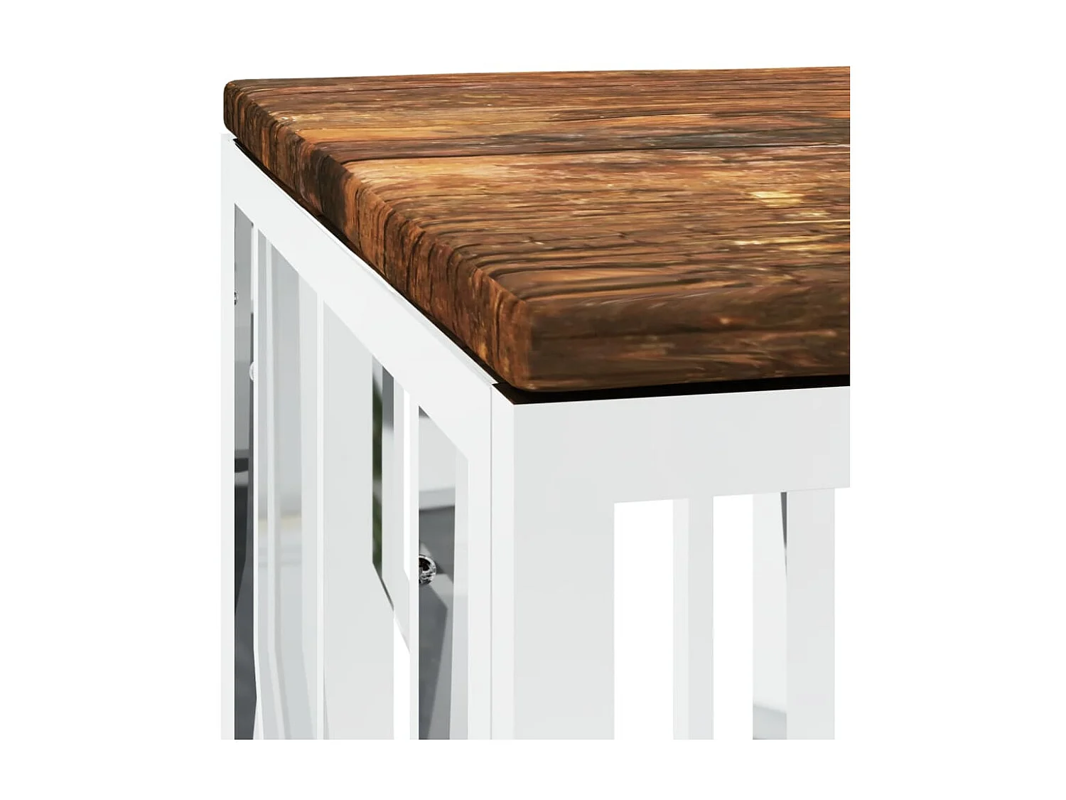 Couchtisch Beistelltisch Edelstahl und Massives Altholz -MN26174