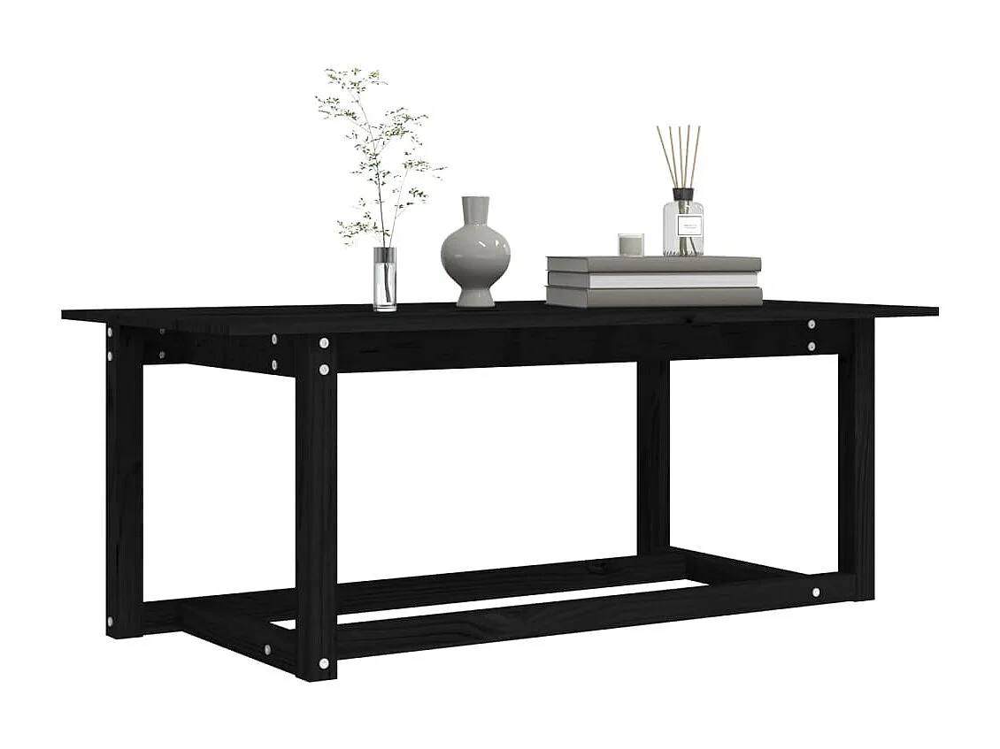 Couchtisch Beistelltisch Schwarz 110x55x45 cm Massivholz Kiefer -MN14924