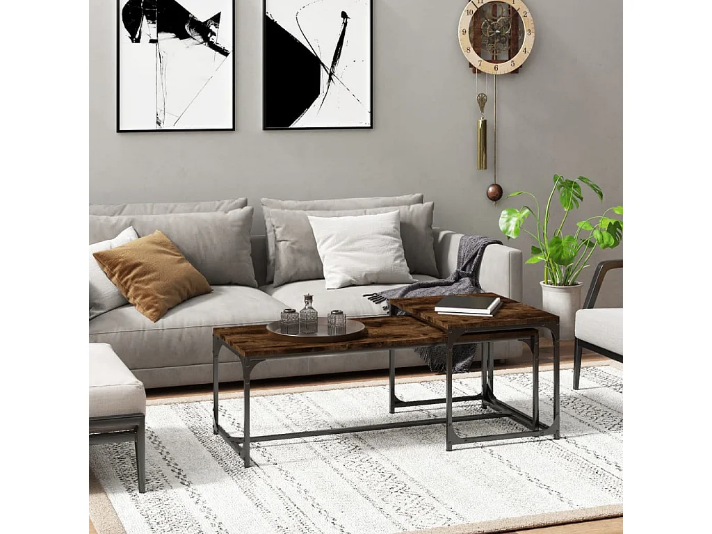 2er-Set Couchtische Beistelltisch Räuchereiche Holzwerkstoff -MN36110