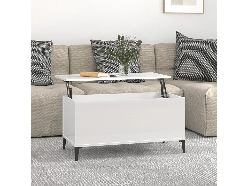 Couchtisch Beistelltisch Hochglanz-Weiß 90x44,5x45 cm Holzwerkstoff -MN35919