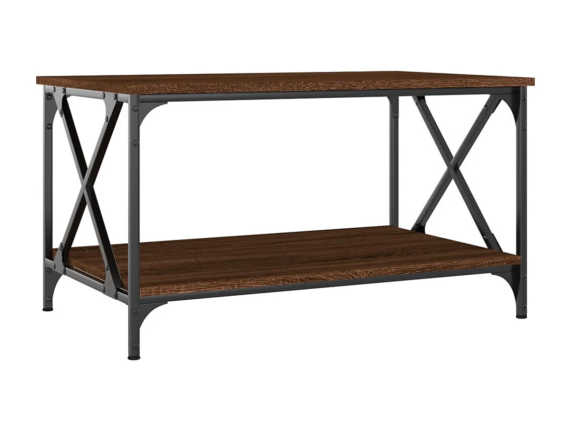 Couchtisch Braun Beistelltisch Eichen-Optik 80x50x45 cm Holzwerkstoff Eisen -MN80554