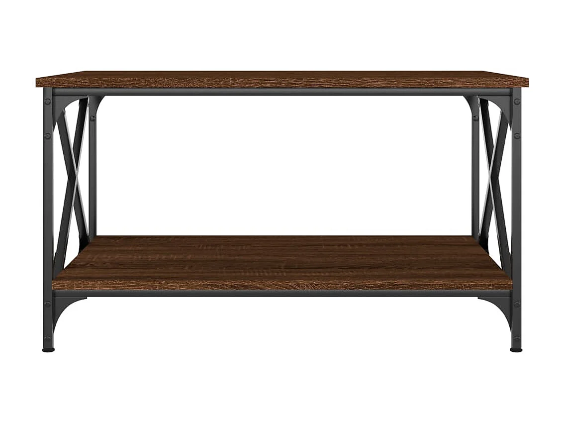 Couchtisch Braun Beistelltisch Eichen-Optik 80x50x45 cm Holzwerkstoff Eisen -MN80554