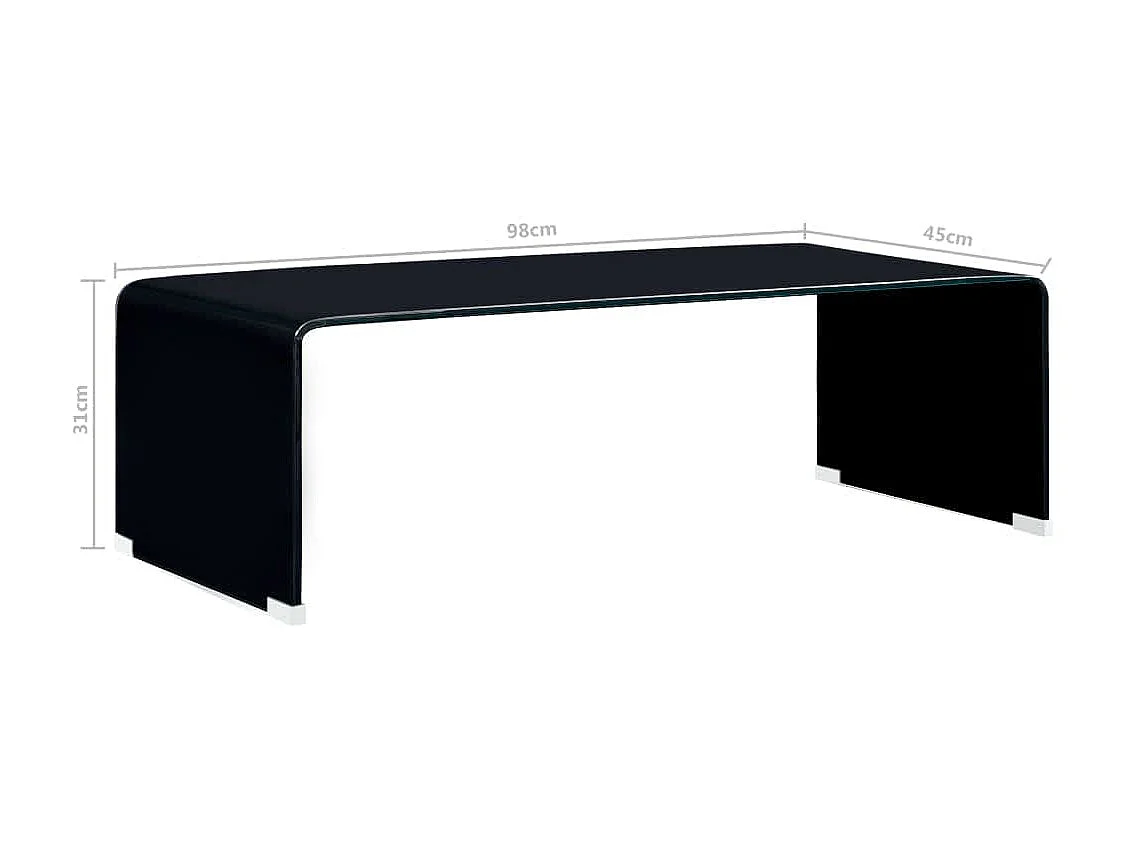 Couchtisch Beistelltisch Schwarz 98x45x31 cm Hartglas -MN10725