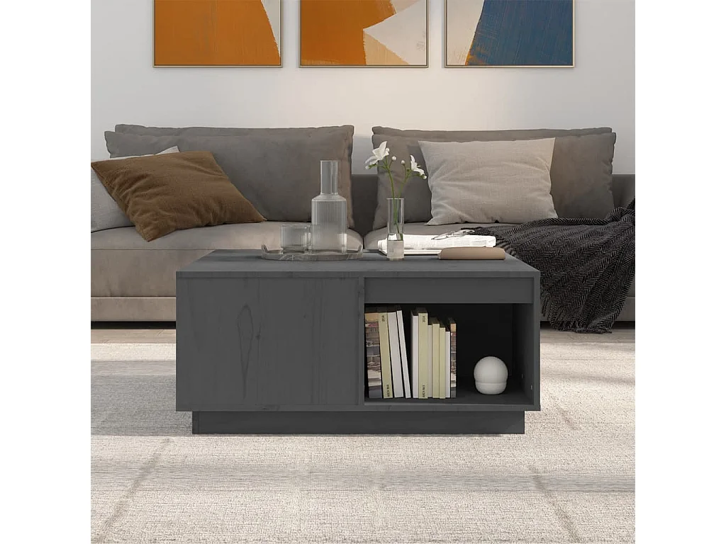 Couchtisch Beistelltisch Grau 80x81x36,5 cm Massivholz Kiefer -MN68129