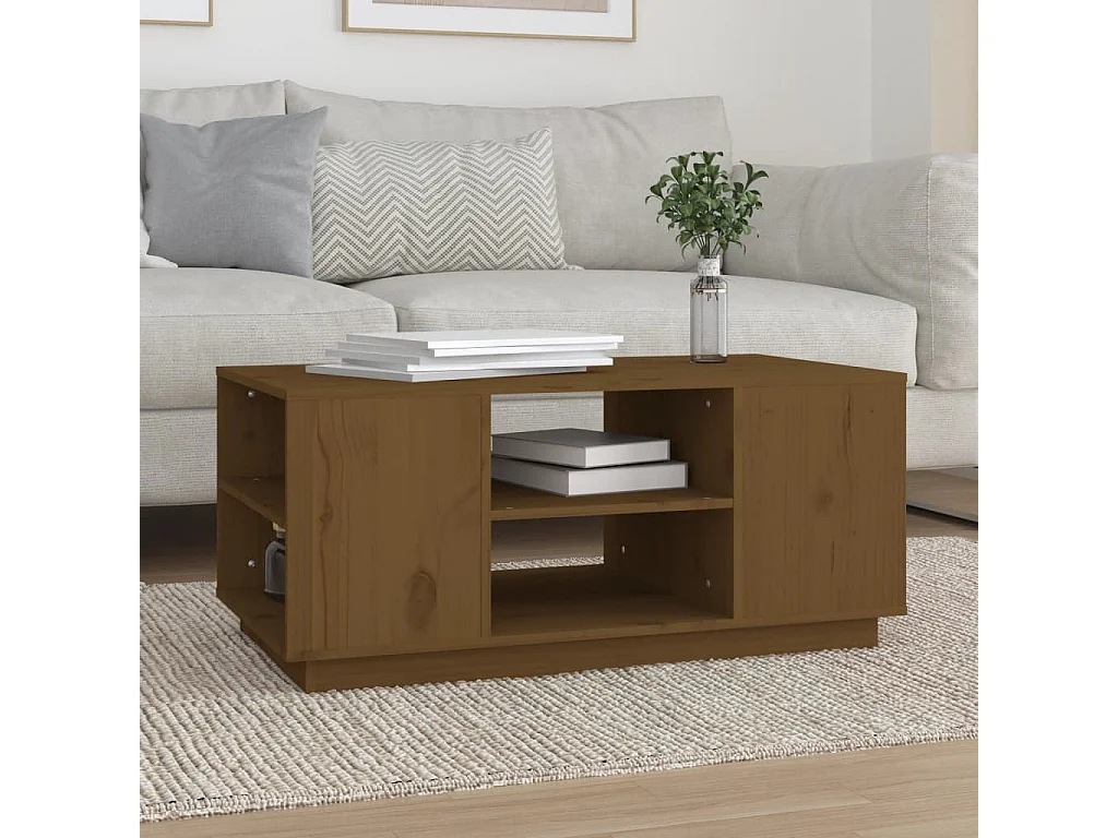 Couchtisch Beistelltisch Honigbraun 90x49x40,5 cm Massivholz Kiefer -MN66105