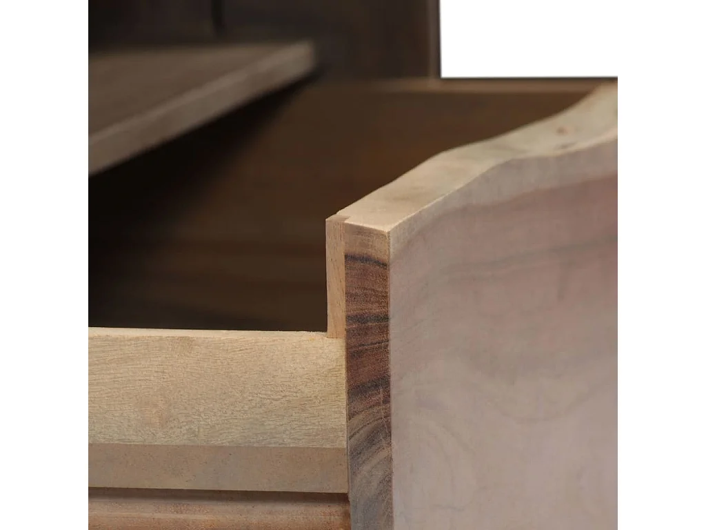 Couchtisch Beistelltisch Akazienholz Massiv Naturkanten 90x50x40 cm Grau -MN29274