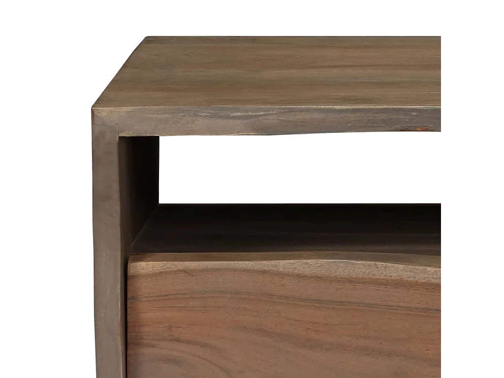 Couchtisch Beistelltisch Akazienholz Massiv Naturkanten 90x50x40 cm Grau -MN29274