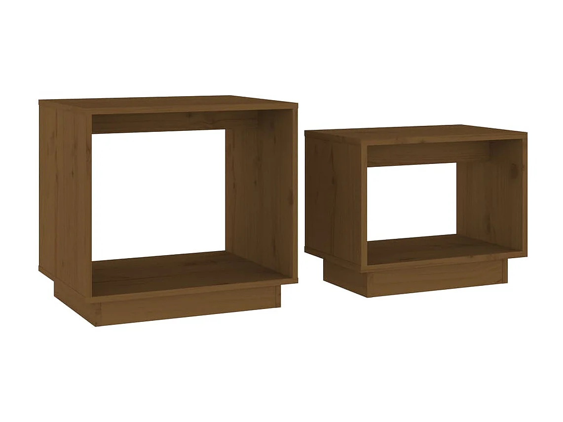 2er-Set Satztische Couchtische Honigbraun Massivholz Kiefer -MN77611