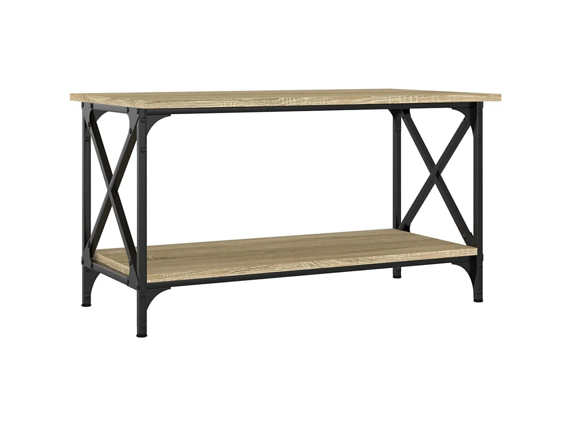 Couchtisch Beistelltisch Sonoma Eiche 80x45x45 cm Holzwerkstoff und Eisen -MN81169