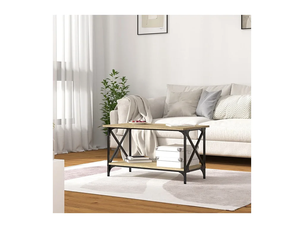 Couchtisch Beistelltisch Sonoma Eiche 80x45x45 cm Holzwerkstoff und Eisen -MN81169