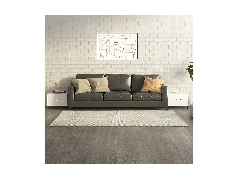 2er-Set Beistelltisch Couchtische mit Metallbeinen Weiß 50x50x40 cm -MN58938