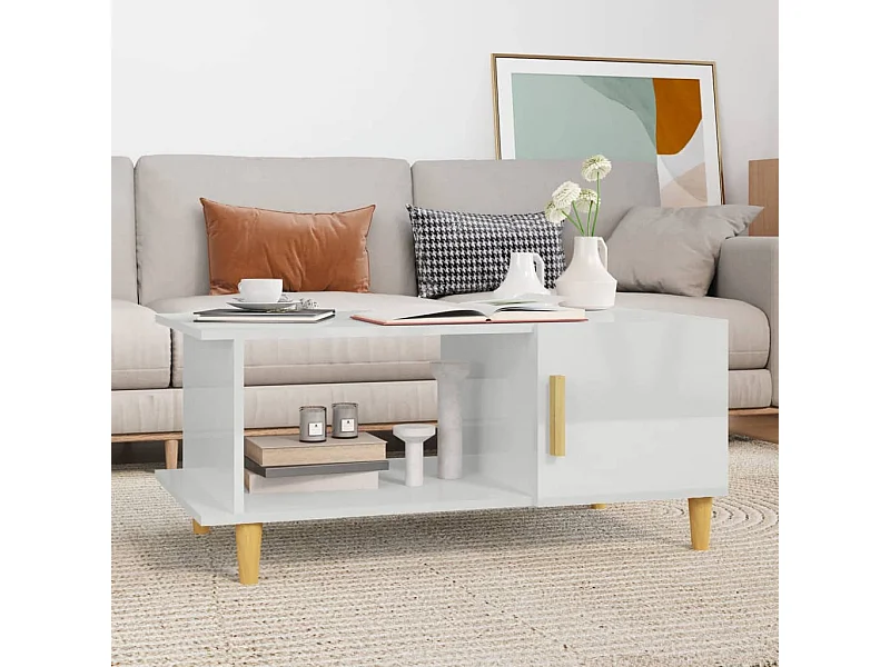 Couchtisch Beistelltisch Hochglanz-Weiß 90x50x40 cm Holzwerkstoff -MN62867