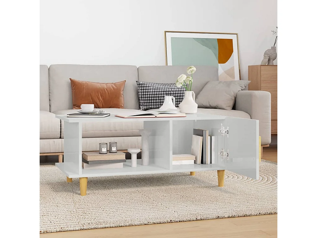 Couchtisch Beistelltisch Hochglanz-Weiß 90x50x40 cm Holzwerkstoff -MN62867